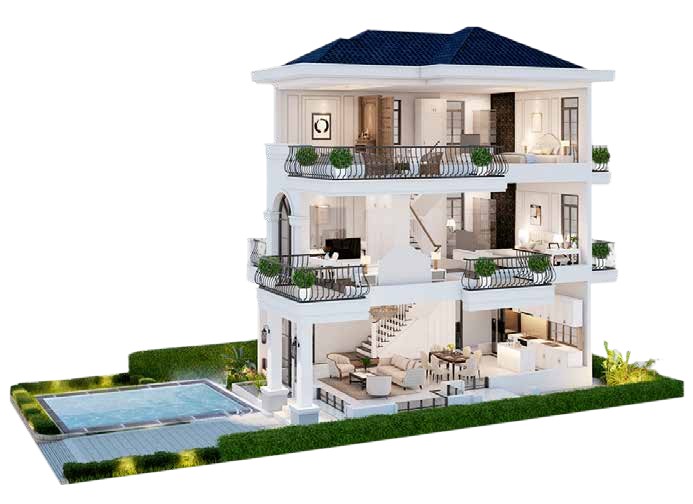 Mô hình công trình nhà phố sử dụng vật liệu Minsando
